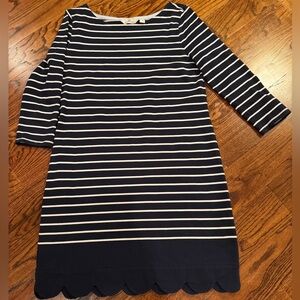 Vineyard Vines Striped Scalloped-Hem Knit Dress ~ Deep Bay ~ size Small